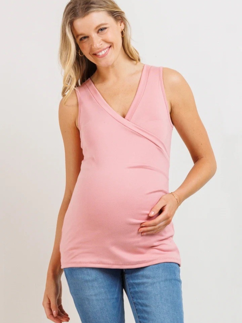 Hello MIZ Mauve Sleeveless Wrap Maternity & Nursing Tank